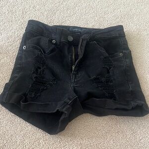 Aeropostale black jean shorts cuffed- high rise size 2